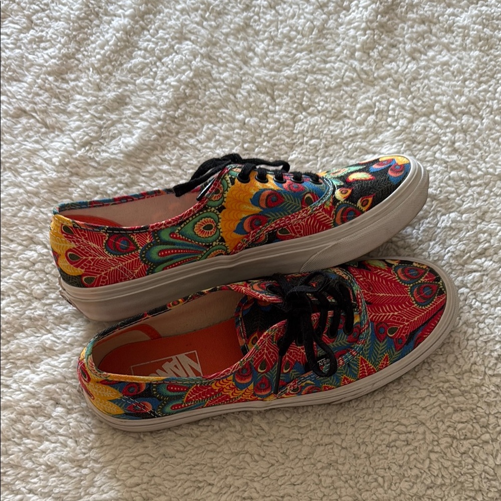 Peacock print vans